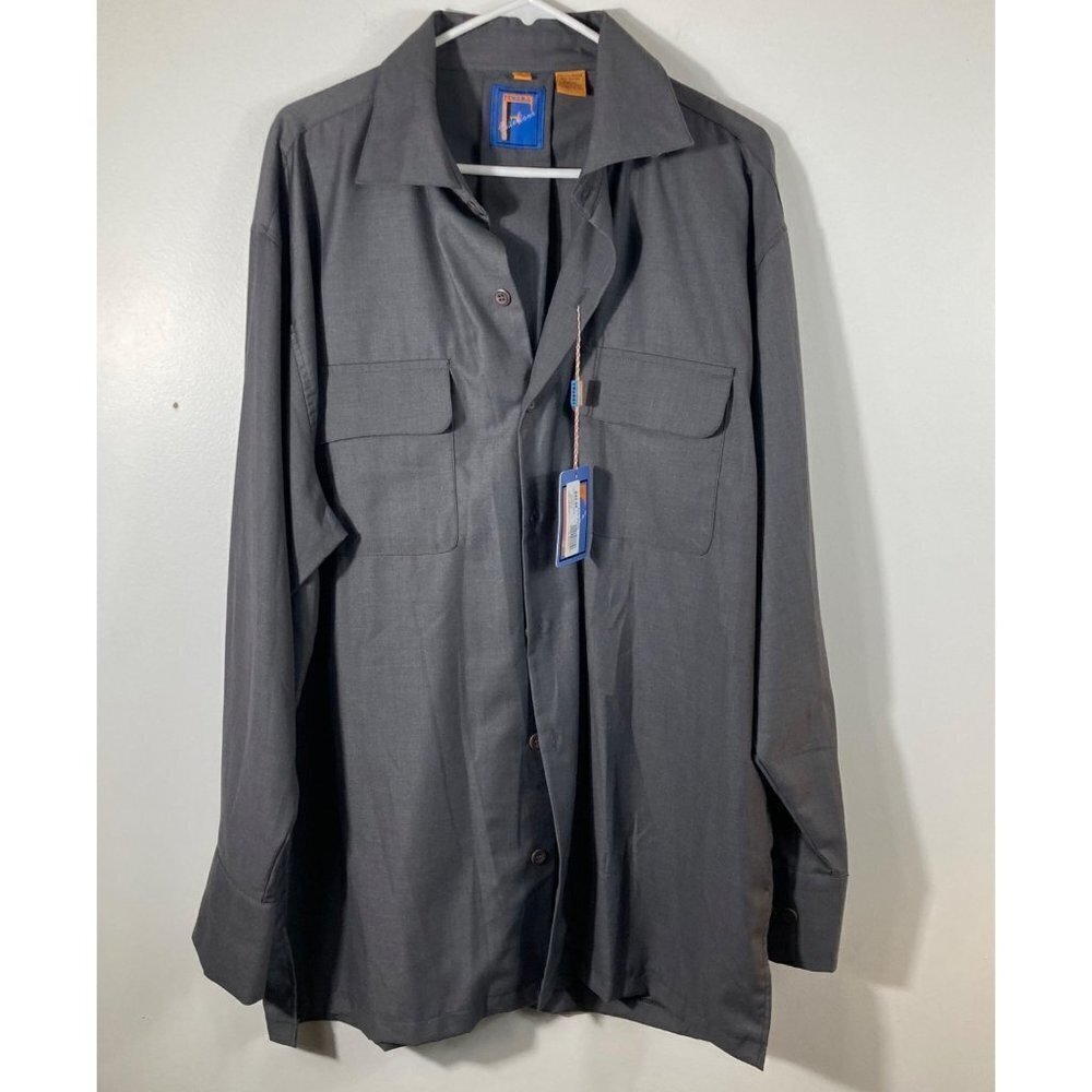Mens Ferera Collezione LS Button Shirt Gray XL‎ NWT